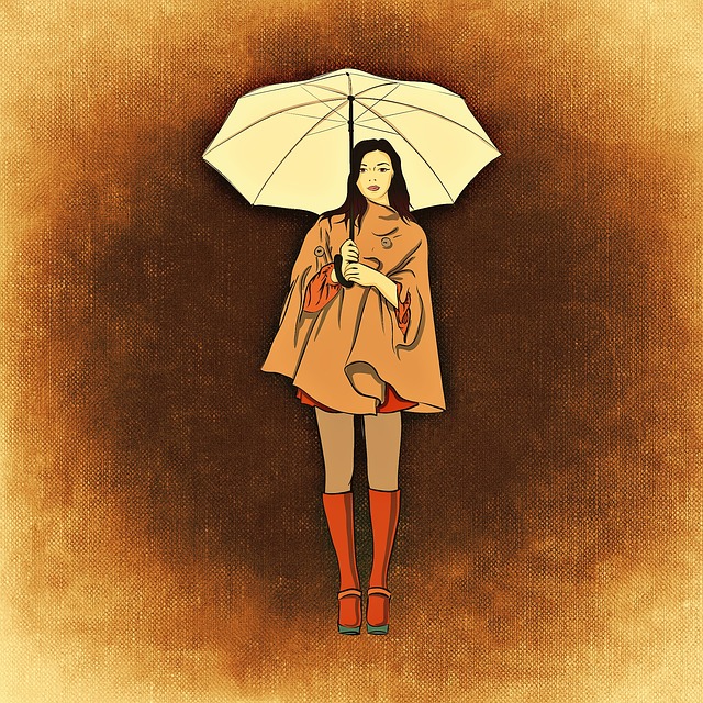 elegantní dáma s deštníkem